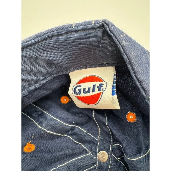 Gulf Oil Racing Hat H3 Sportgear Navy Blue Orange Embroidered Adjustable Cap - Picture 3 of 5